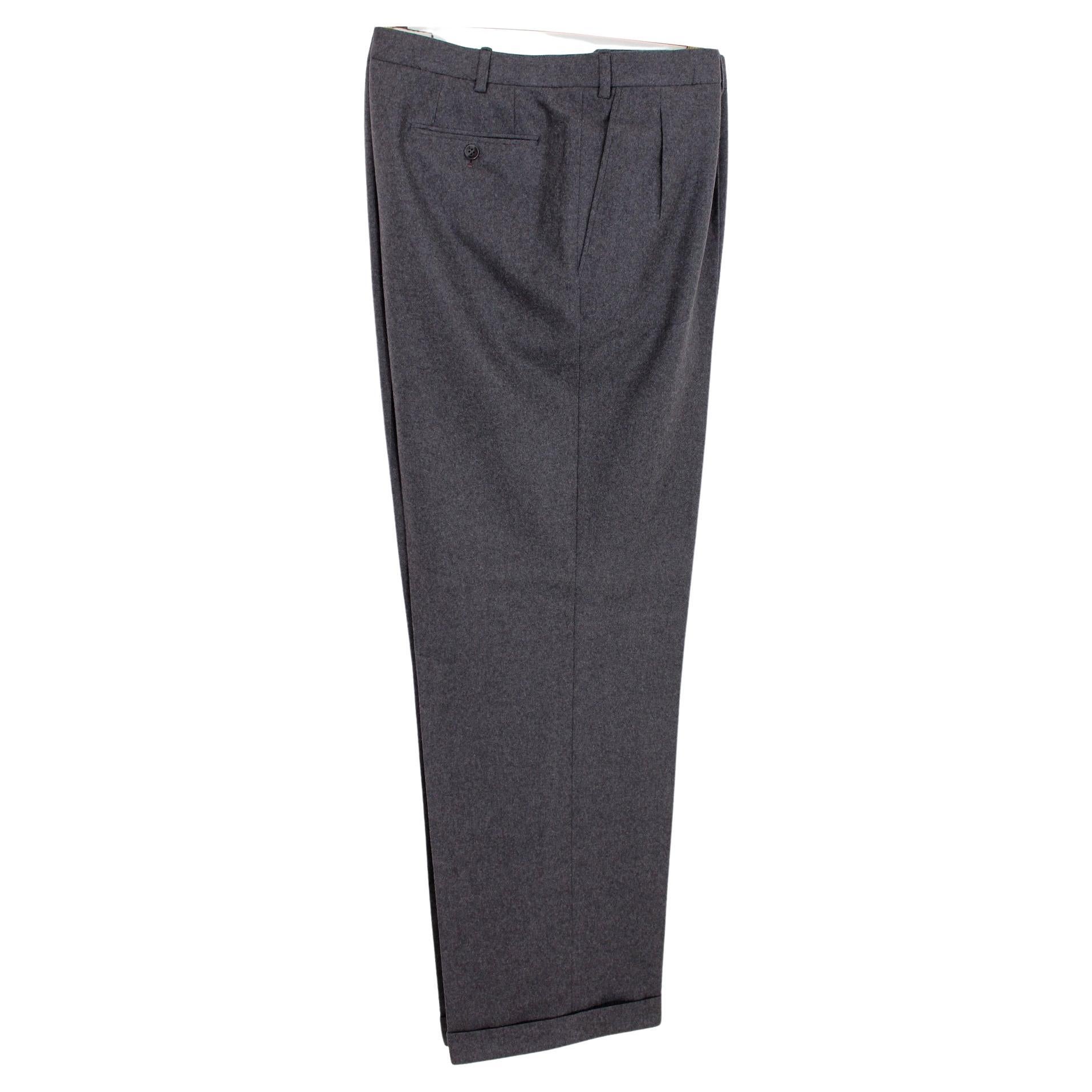 Brioni Gray Wool Elegant Pants For Sale