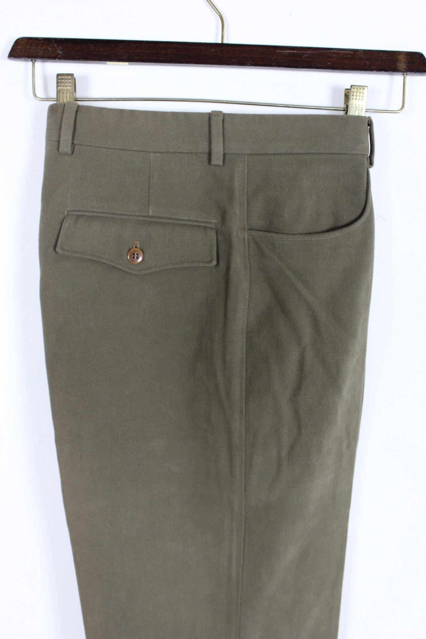 Brioni Green Cotton Vintage Classic Pants In New Condition In Brindisi, Bt
