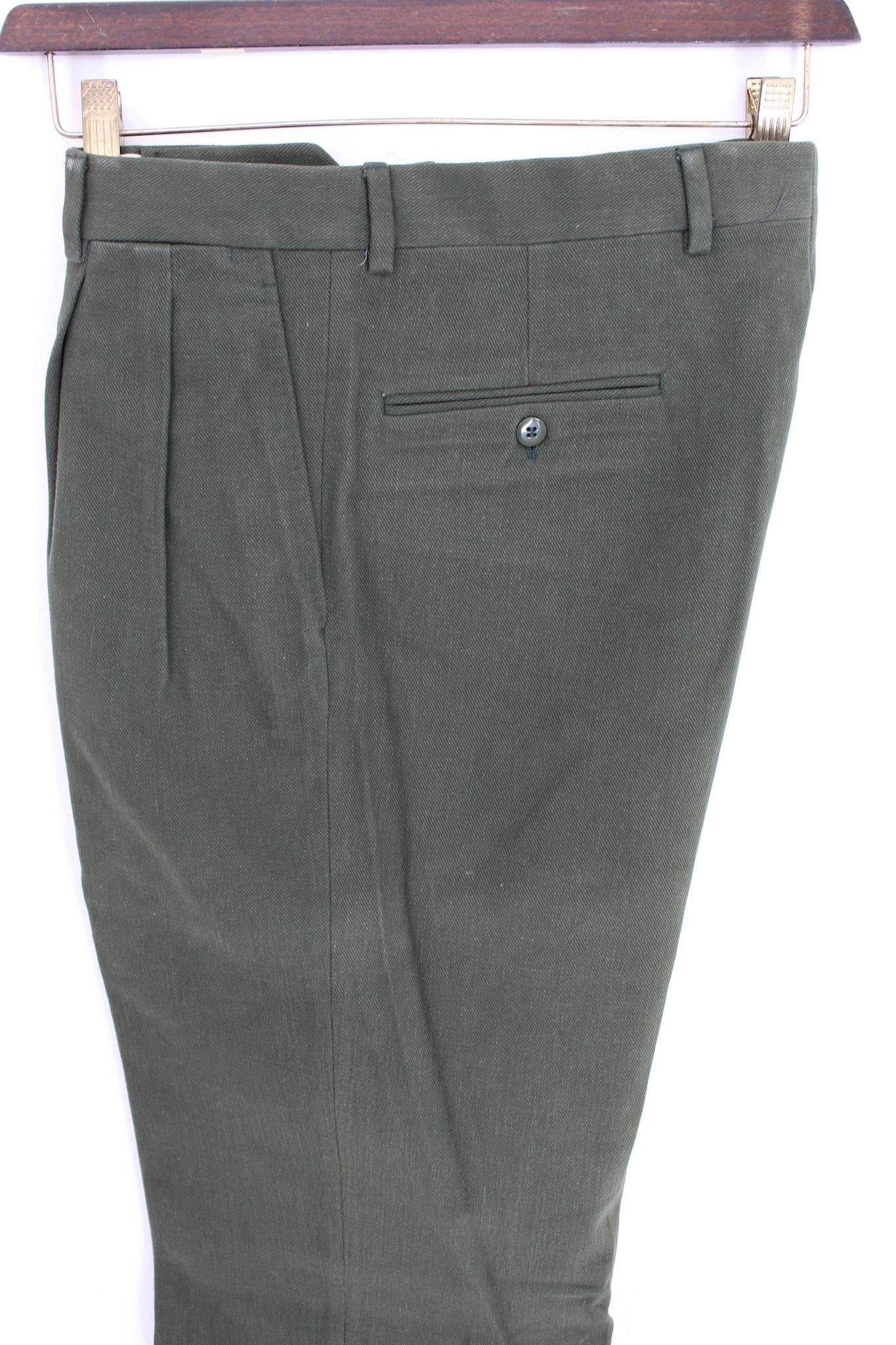 Black Brioni Green Cotton Vintage Classic Pants For Sale