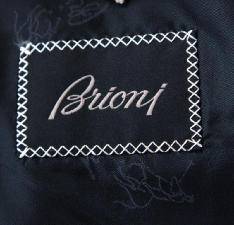 Uomo Abito sartoriale in lana a spina di pesce grigio di Brioni XS in vendita