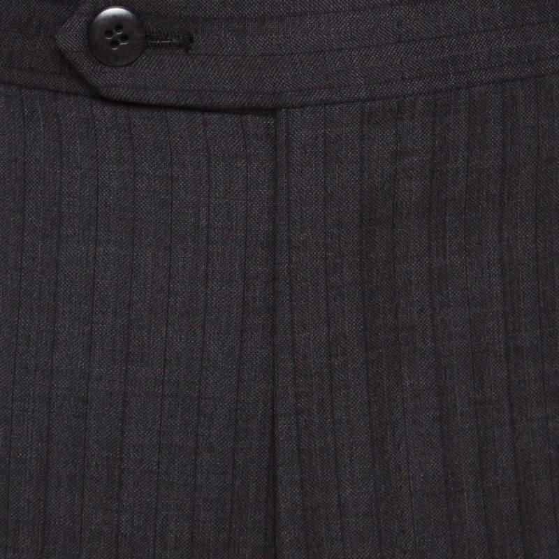 Costume tailleur Brioni gris à motif chevron en laine XS en vente 3