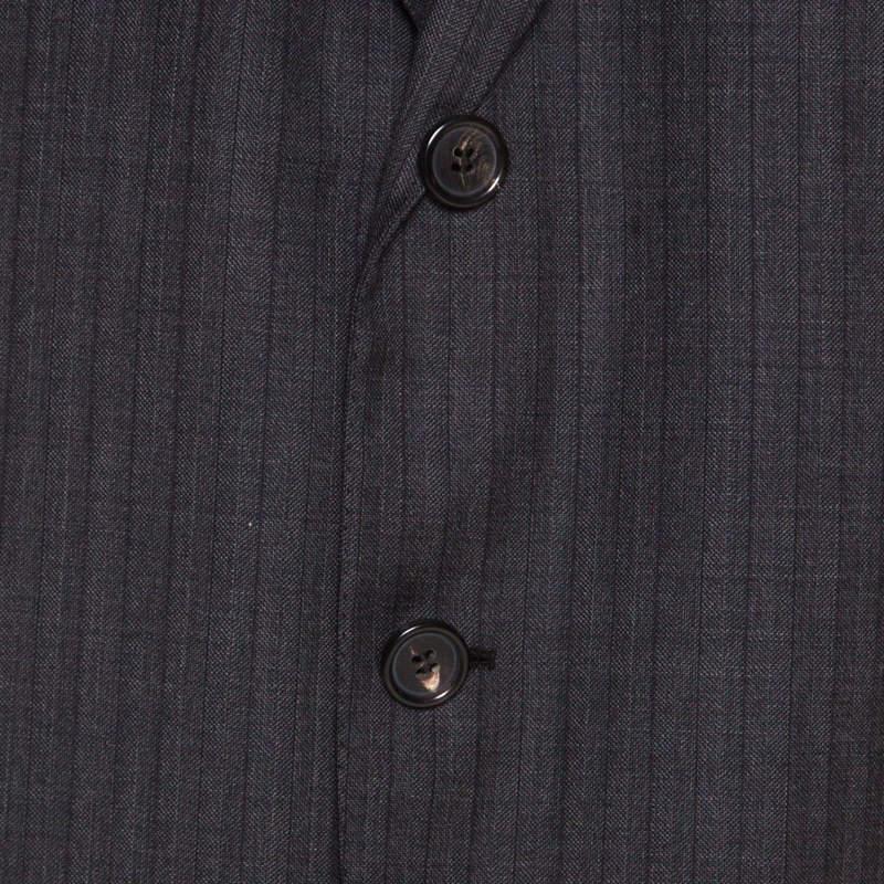 Costume tailleur Brioni gris à motif chevron en laine XS en vente 4