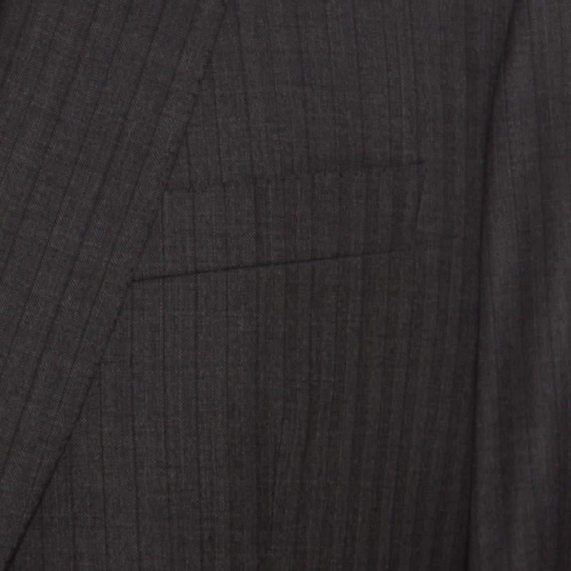 Costume tailleur Brioni gris à motif chevron en laine XS en vente 5