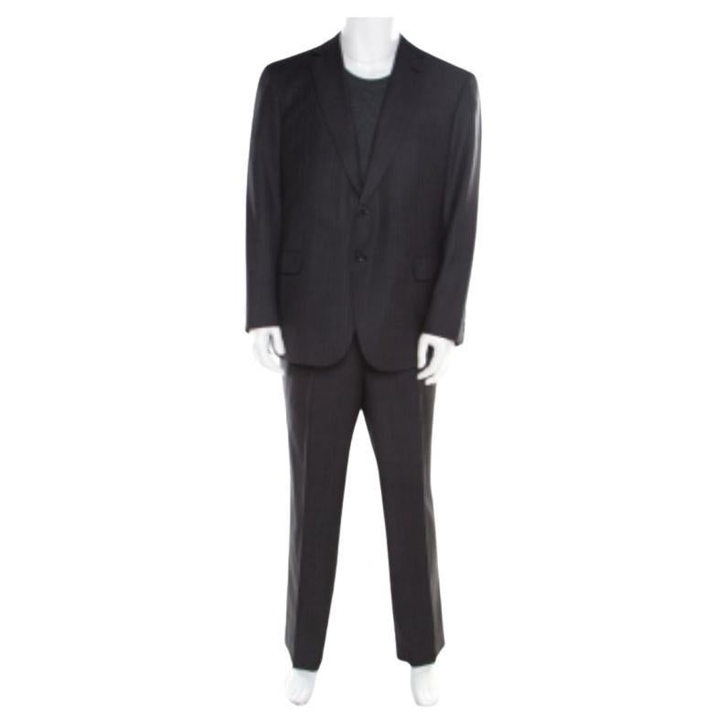 Abito sartoriale in lana a spina di pesce grigio di Brioni XS in vendita