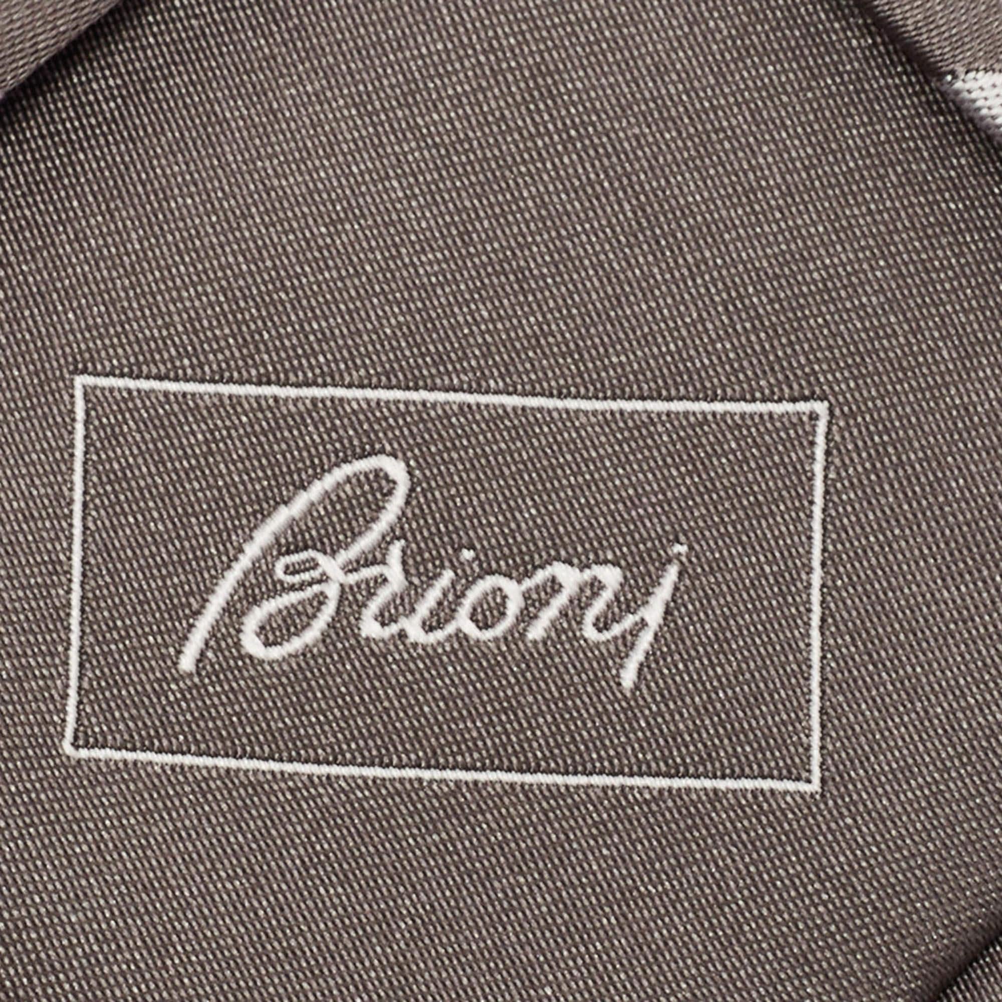 Gray Brioni Grey Polka Dot Jacquard Silk Tie For Sale
