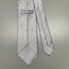 BRIONI Grey White Floral Silk Tie