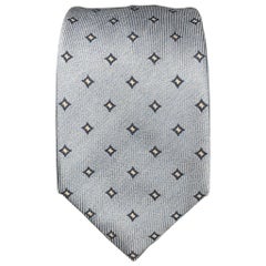 BRIONI Light Blue & Cream Rhombus Silk Tie