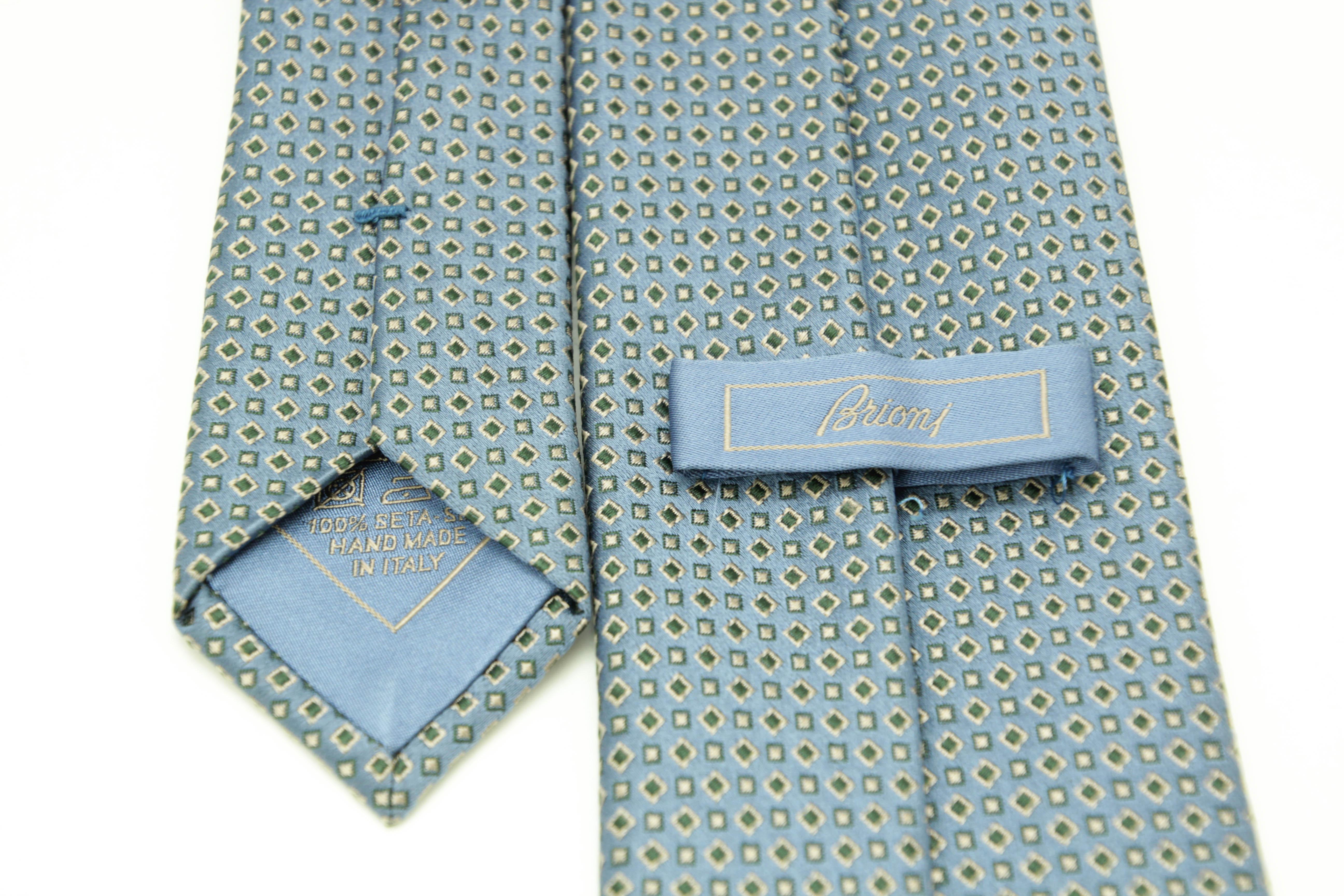 BRIONI Men's Blue Silk Neck Tie For Sale 5