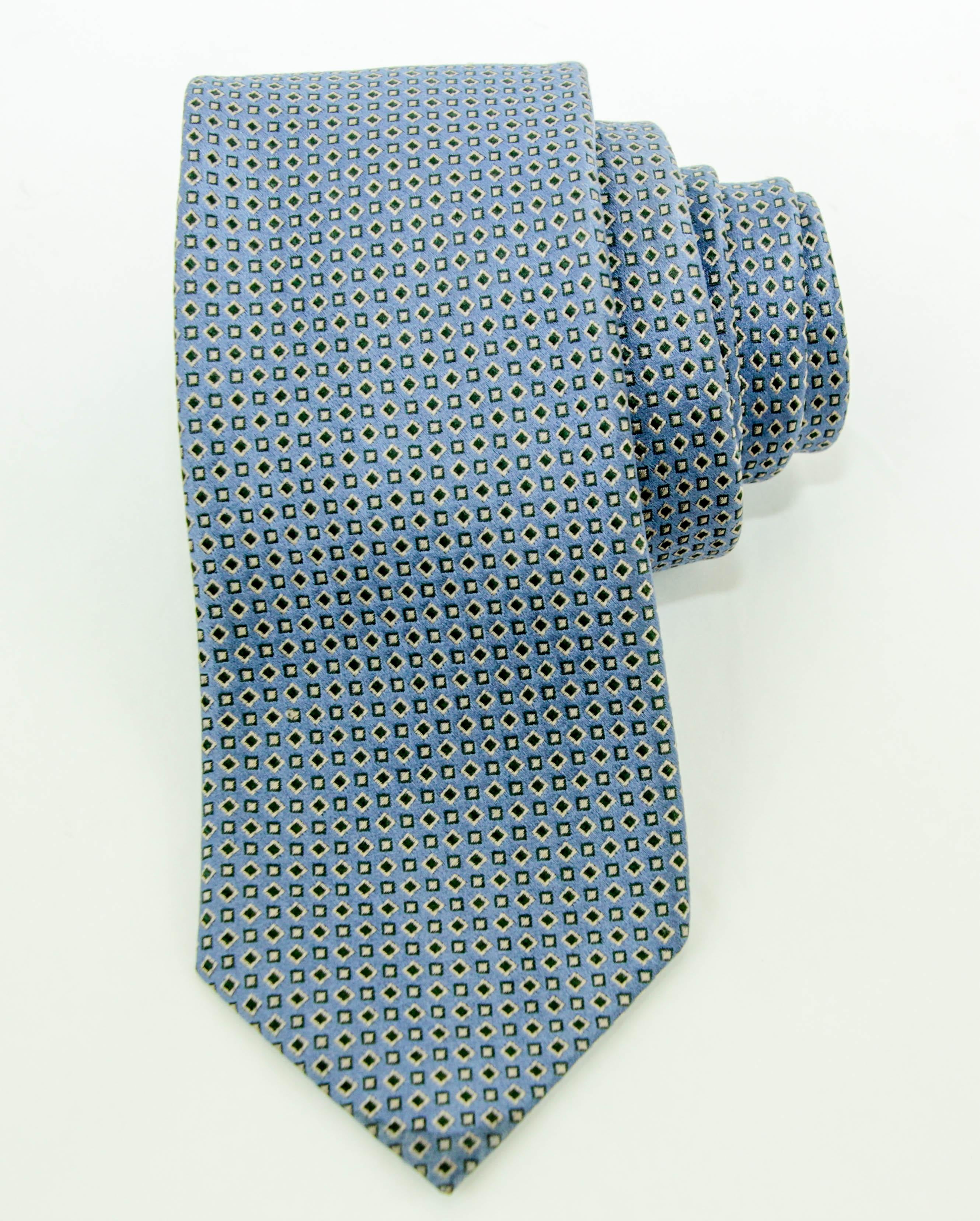 BRIONI Men's Blue Silk Neck Tie For Sale 6