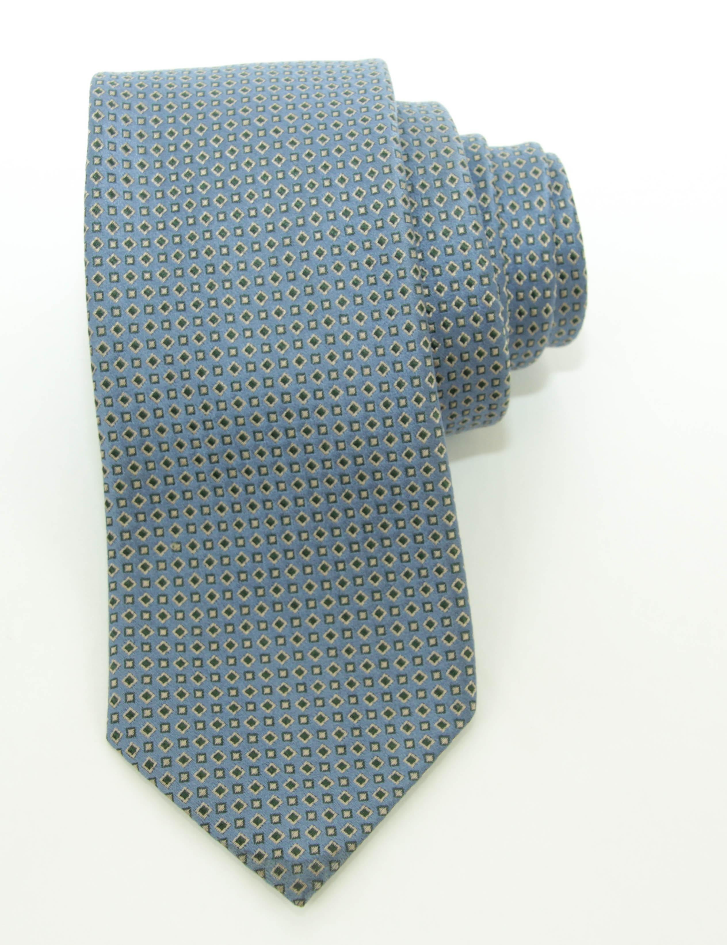 Gray BRIONI Men's Blue Silk Neck Tie For Sale