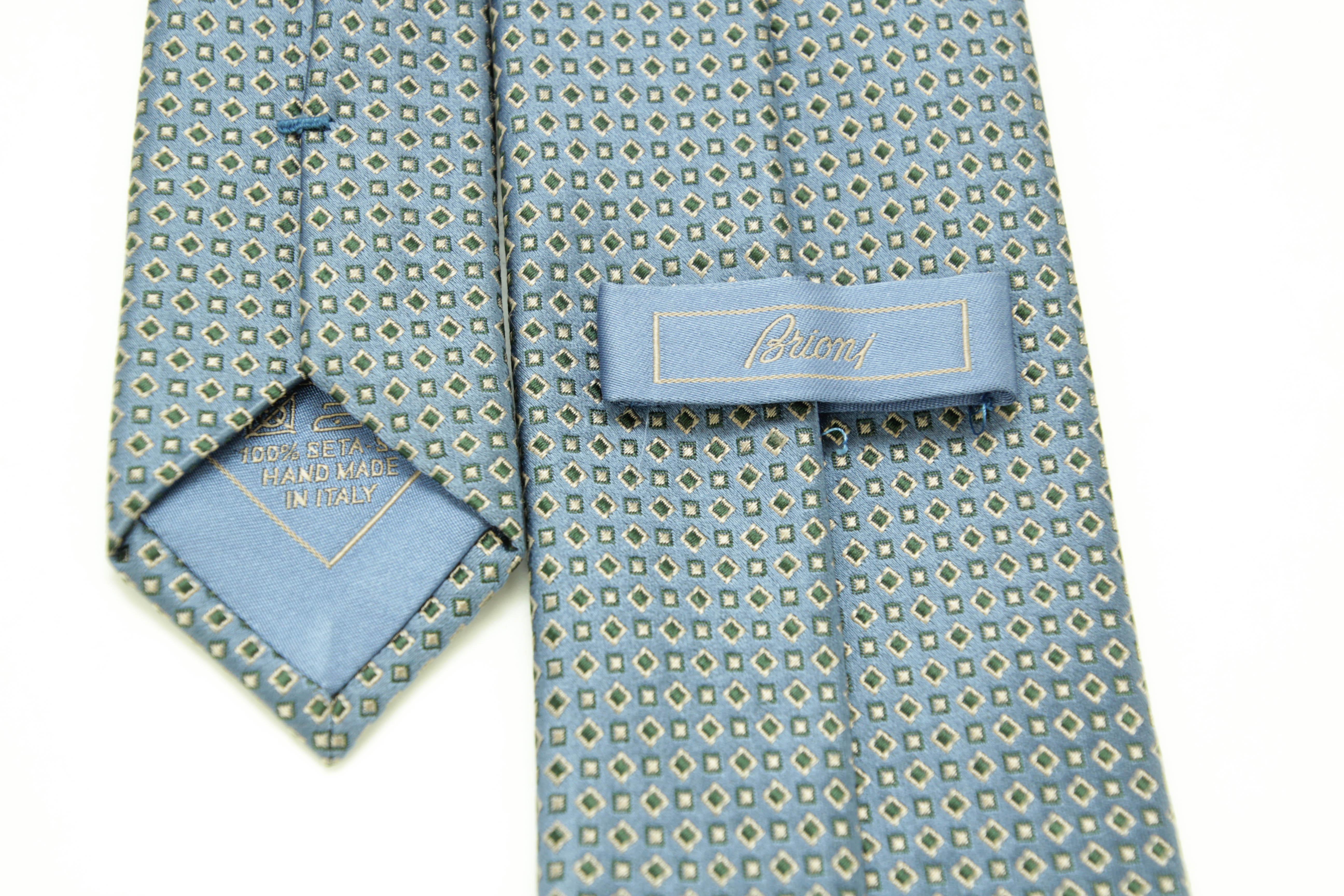 BRIONI Men's Blue Silk Neck Tie For Sale 3