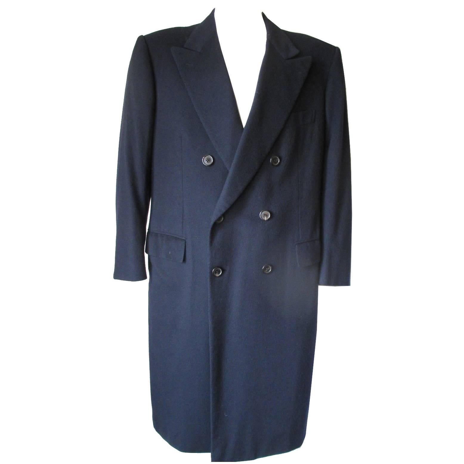 Navy Blue Cashmere Overcoat with Velvet Collar 42" Regular 