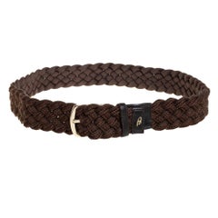 Brioni Mocha Brown Braided Fabric Buckle Belt