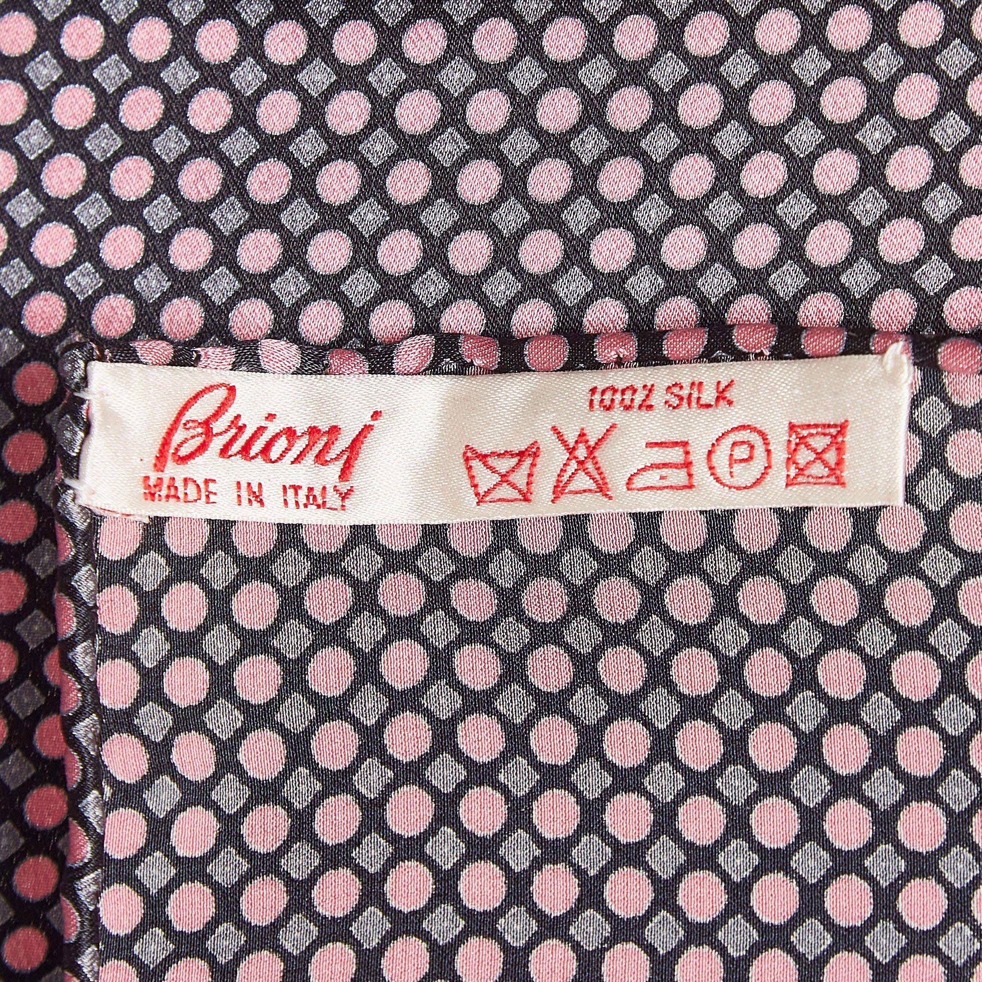 Brioni Multicolor Printed Satin Silk Pocket Square and Tie 3