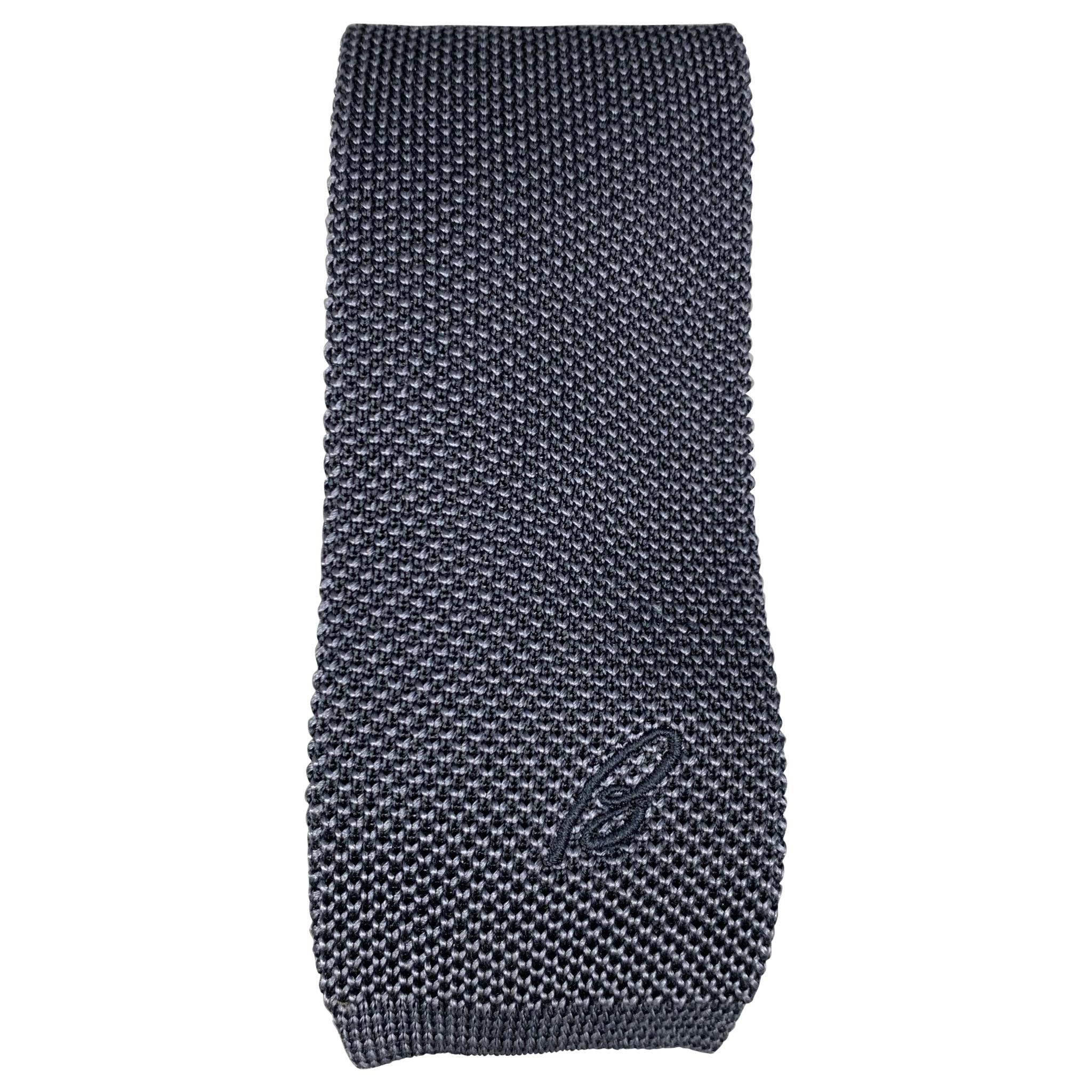 BRIONI Navy Knitted Silk Tie