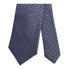 BRIONI Navy White Geometric Silk Tie Clip