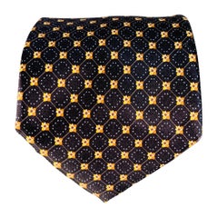 Brioni, cravatta in seta floreale astratta giallo marina