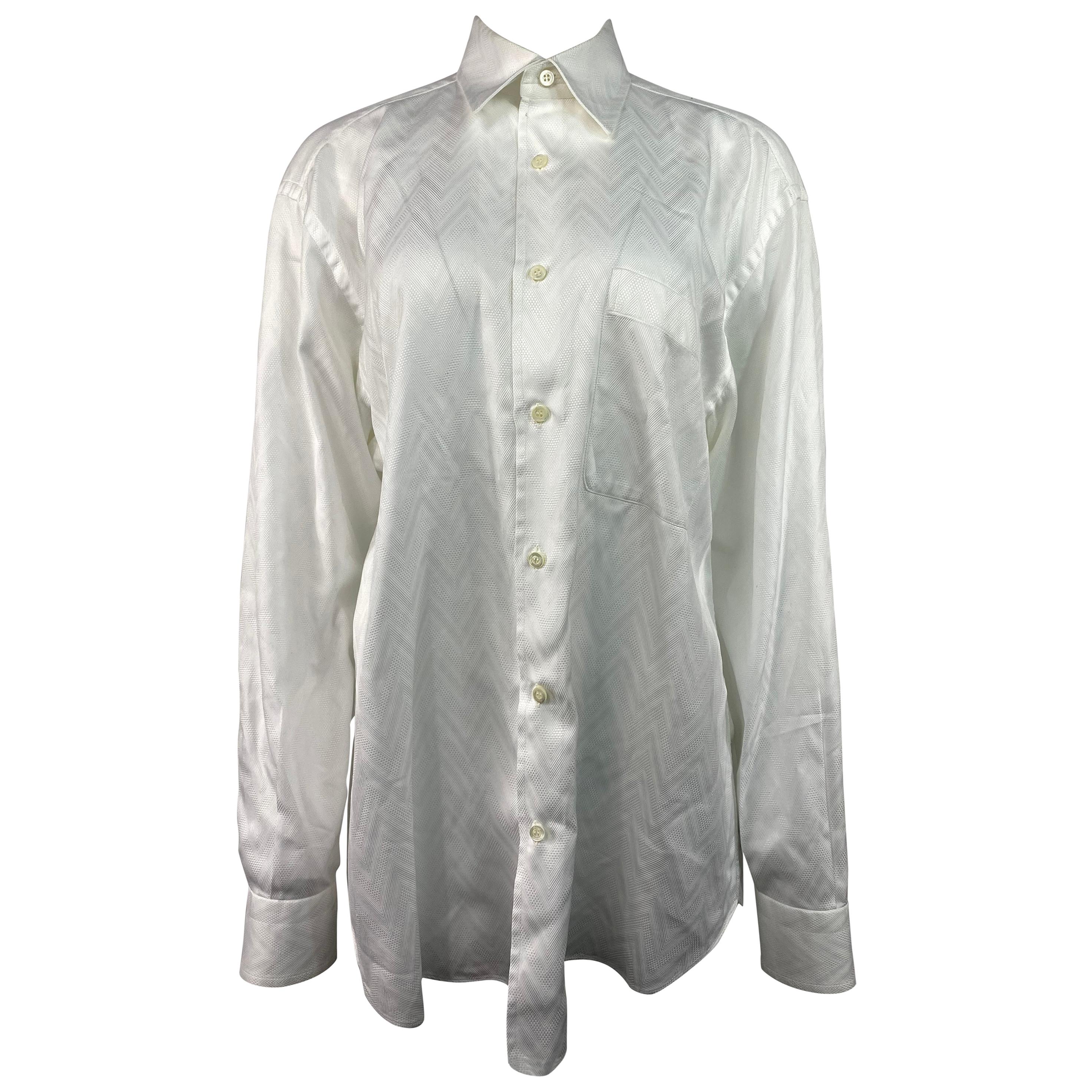 Brioni Neiman Marcus White Cotton Button Down Shirt 