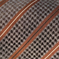Brioni One Size Brown Grey Houndstooth Diagonal Stripe Silk Tie