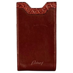 BRIONI One Size Burgundy Leather Alligator Trim iPhone Case Bag