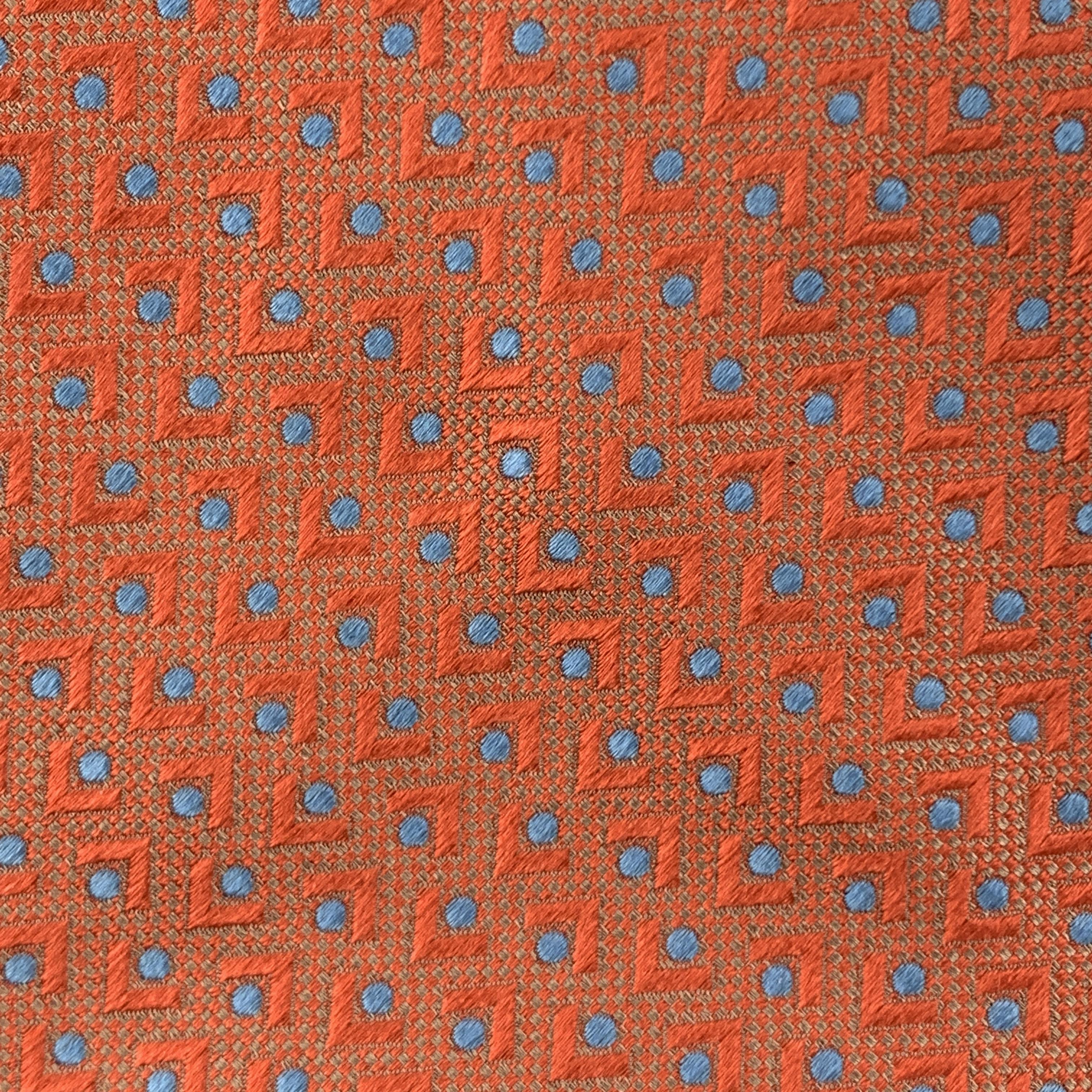 BRIONI Orange & Blue Abstract Geometric Print Silk Tie In Excellent Condition In San Francisco, CA