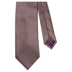 BRIONI Purple Tan Floral Silk Tie