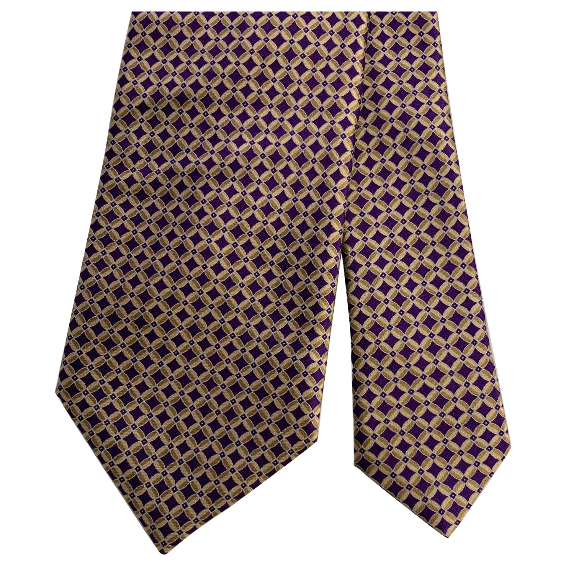 Brioni, cravatta in seta geometrica viola e marrone