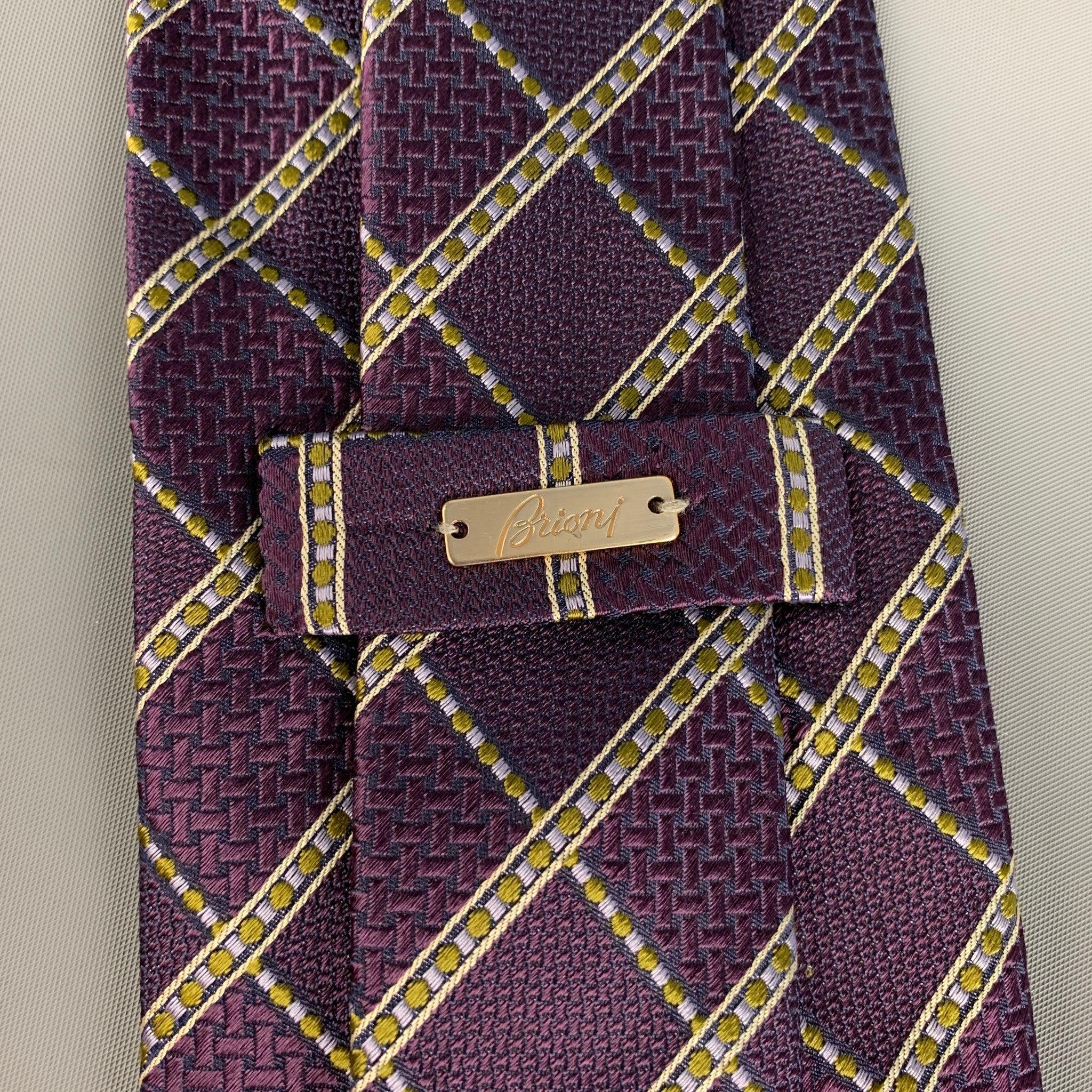 Men's BRIONI Purple White Textured Silk Tie For Sale