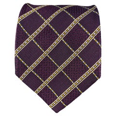 BRIONI Purple White Textured Silk Tie