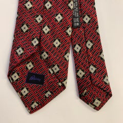 BRIONI Red Black Geometric Silk Tie