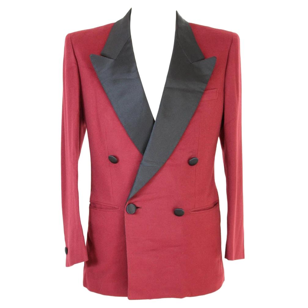 Brioni Red Black Wool Double Breasted Tuxedo Evening Jacket