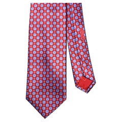 Brioni, cravatta in seta floreale rossa e viola