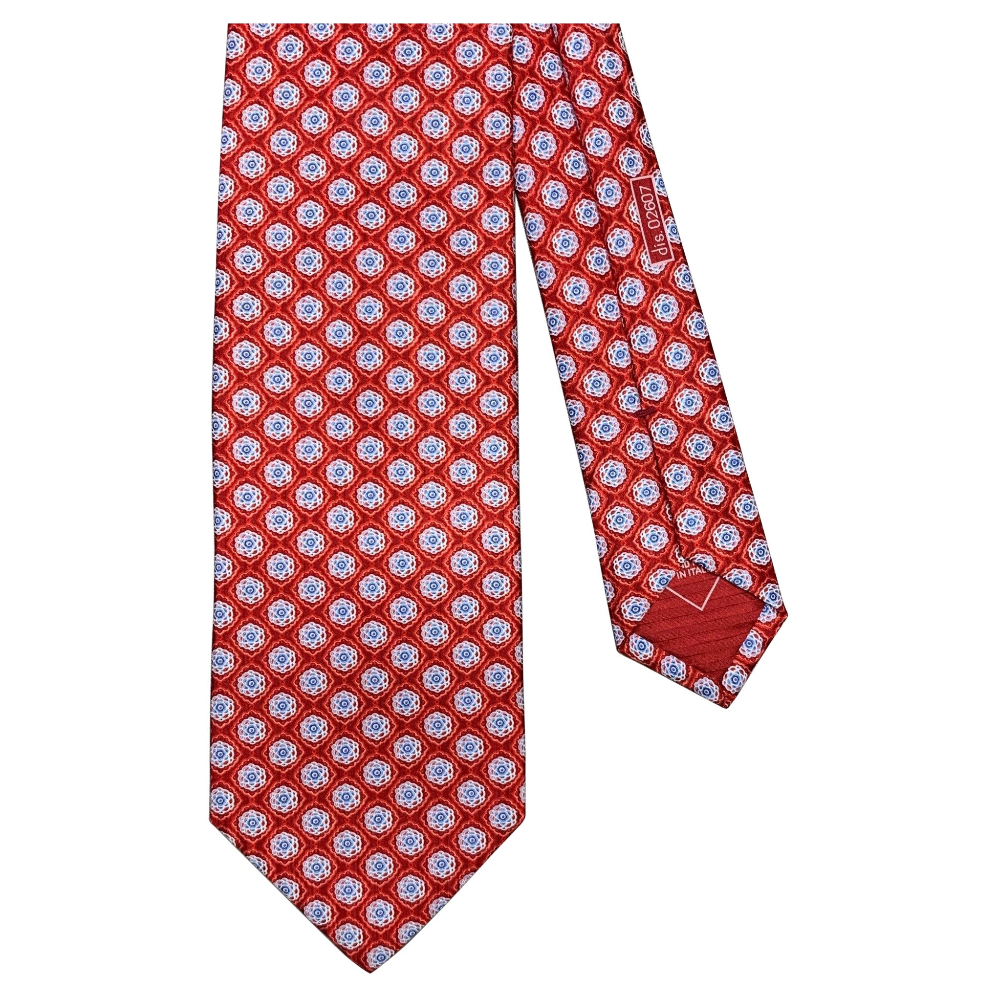 BRIONI Red White Floral Silk Tie