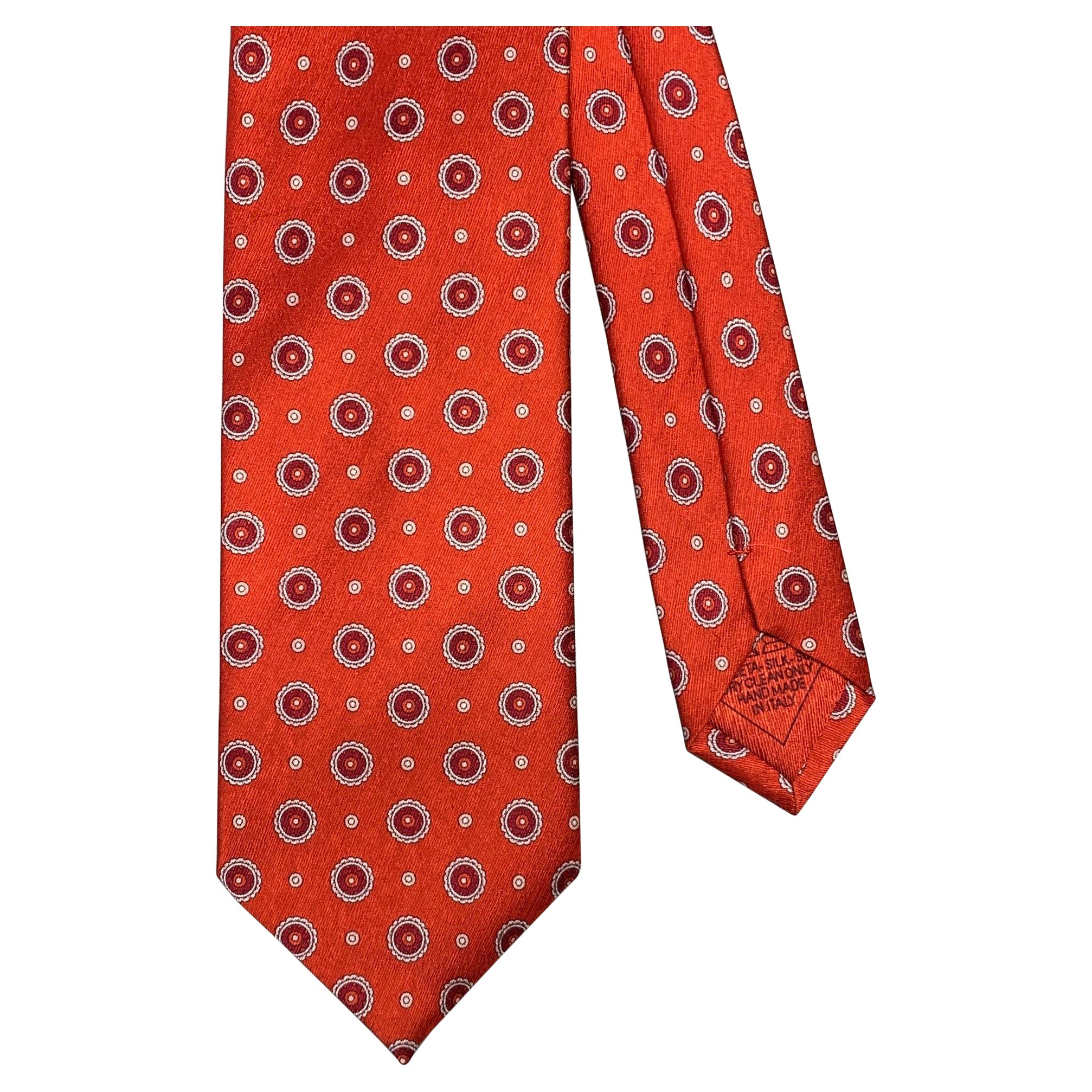 BRIONI Red White Floral Silk Tie For Sale