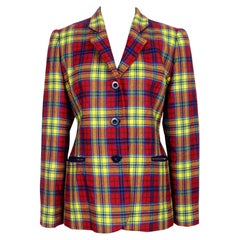 Brioni Red Yellow Wool Tartan Blazer 1990s 