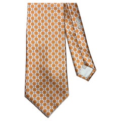 BRIONI Rust Cream Floral Silk Tie
