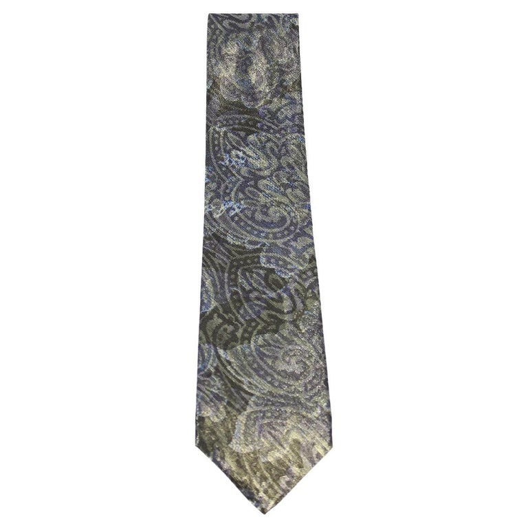 Brioni Silk Floral Vintage Iridescent Silk Tie For Sale at 1stDibs