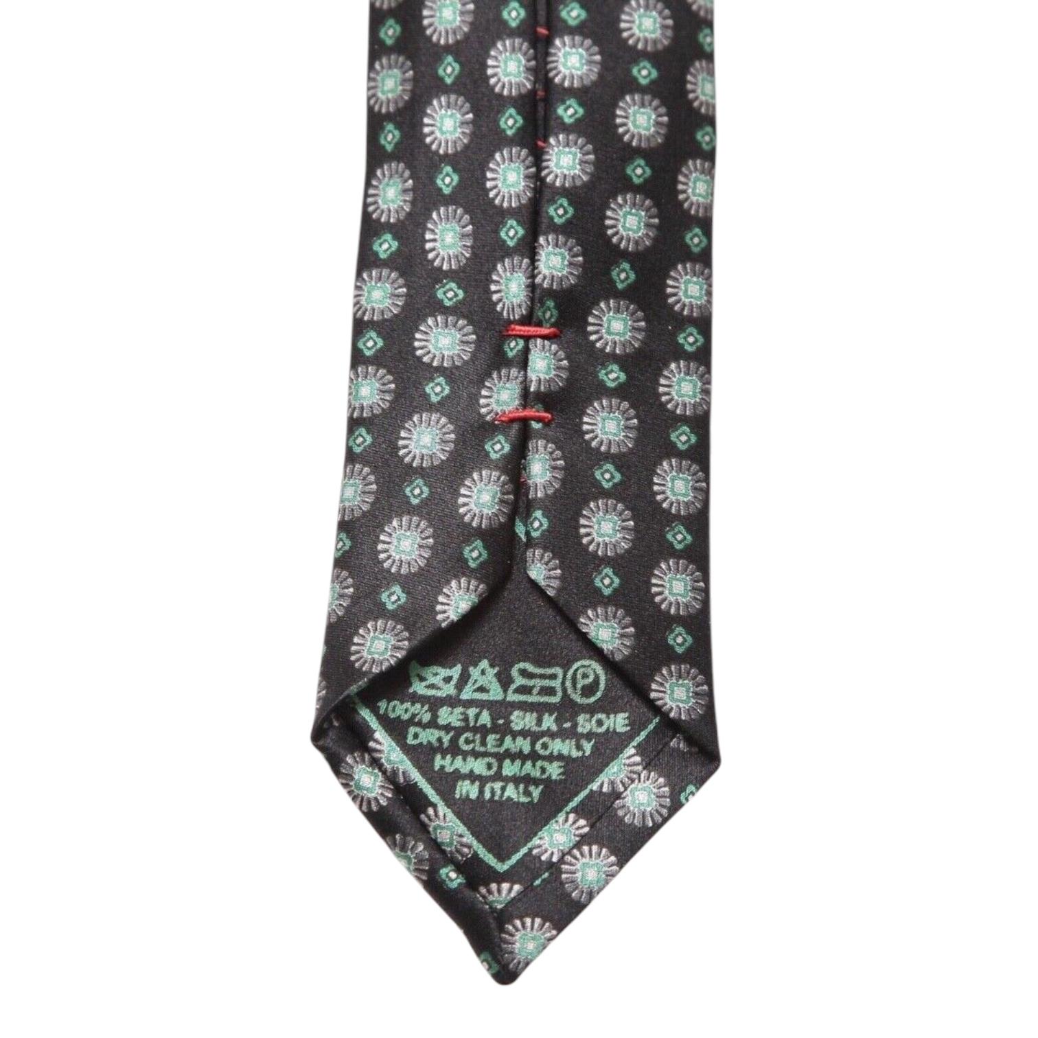 Men's BRIONI Silk Tie Necktie Black Green Silver