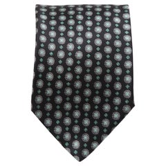 BRIONI Silk Tie Necktie Black Green Silver