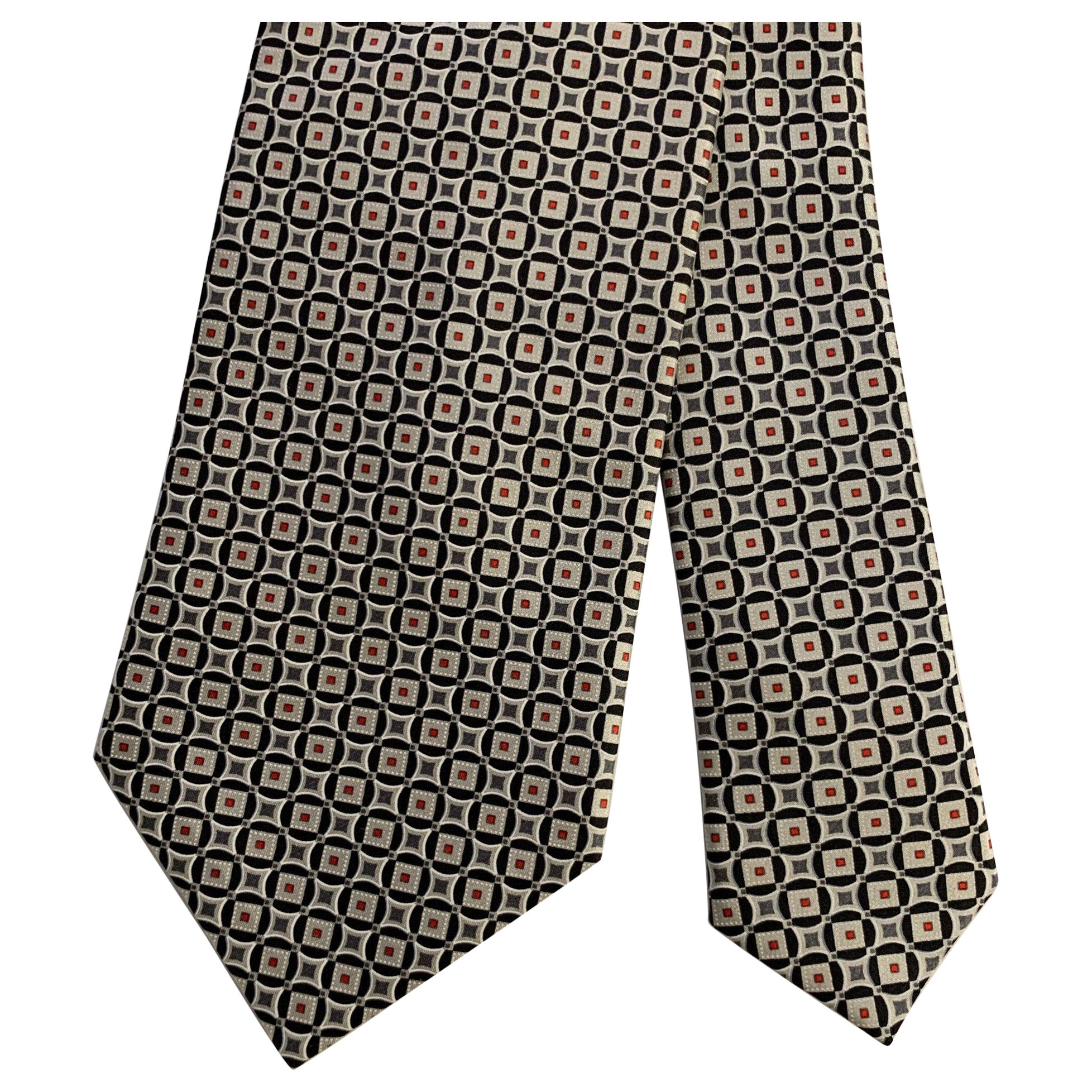 Brioni Silver Grey - Cravatta in seta geometrica in vendita