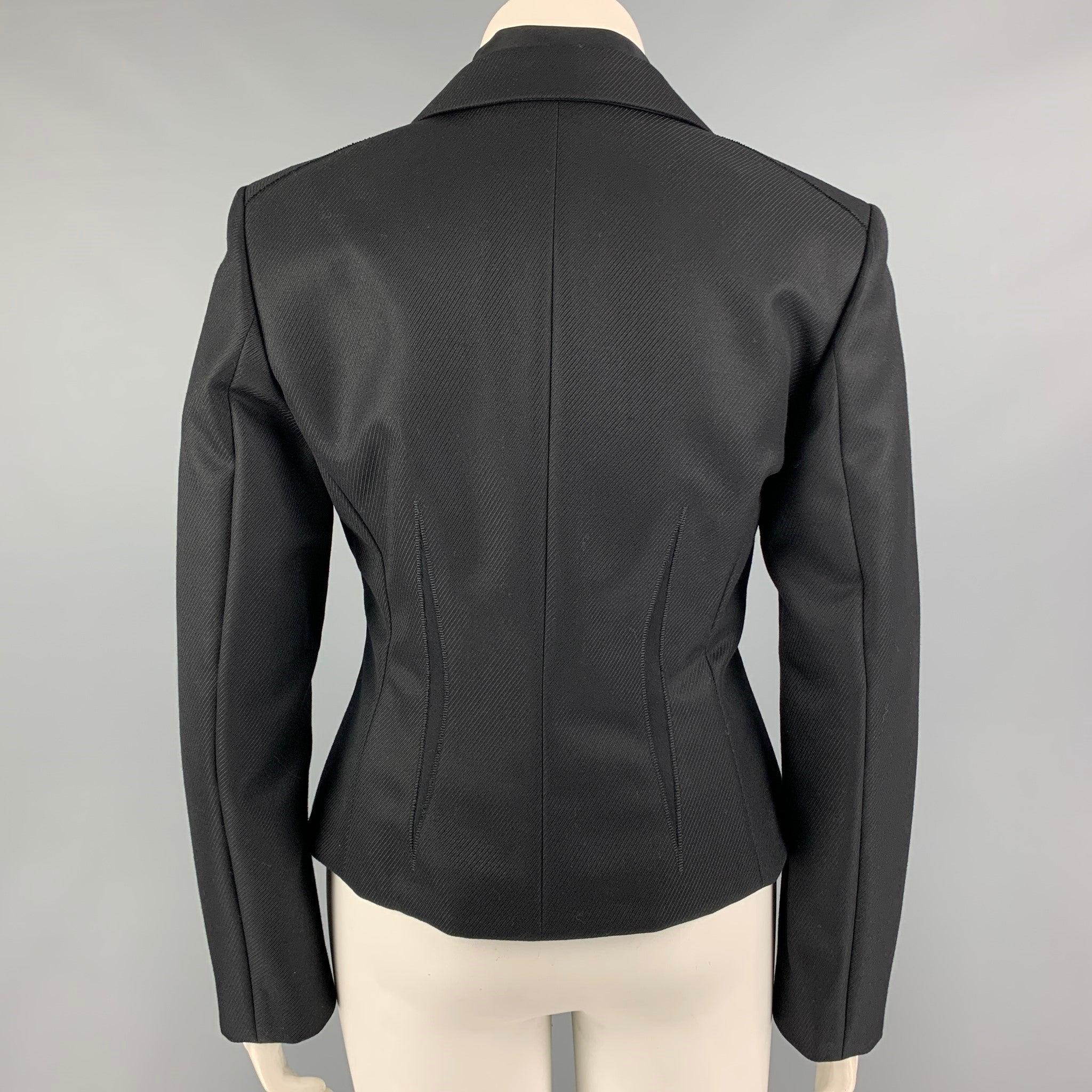 Women's BRIONI Size 10 Black Wool Notch Lapel Cropped Jacket Blazer For Sale