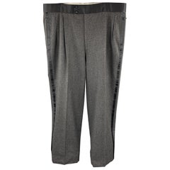 BRIONI Size 39 Dark Gray Heather Wool Tuxedo Dress Pants