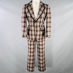 BRIONI Size 40 Grey Black Red Plaid Wool Notch Lapel Suit