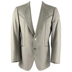 BRIONI Talla 40 Gris Lana Puntada Contraste Abrigo de sport de un solo pecho