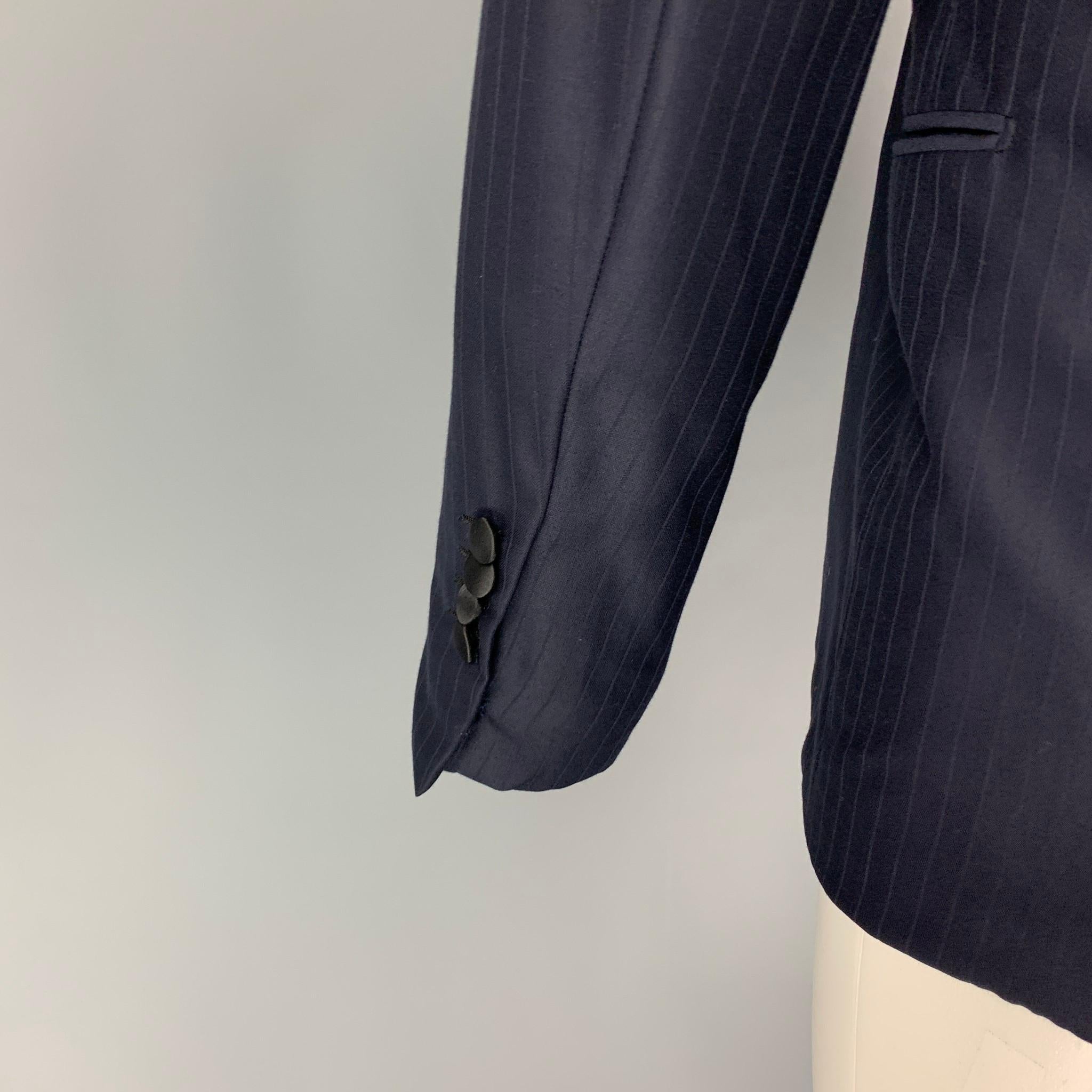 BRIONI Size 40 Navy Stripe Wool Tuxedo Sport Coat In Excellent Condition In San Francisco, CA