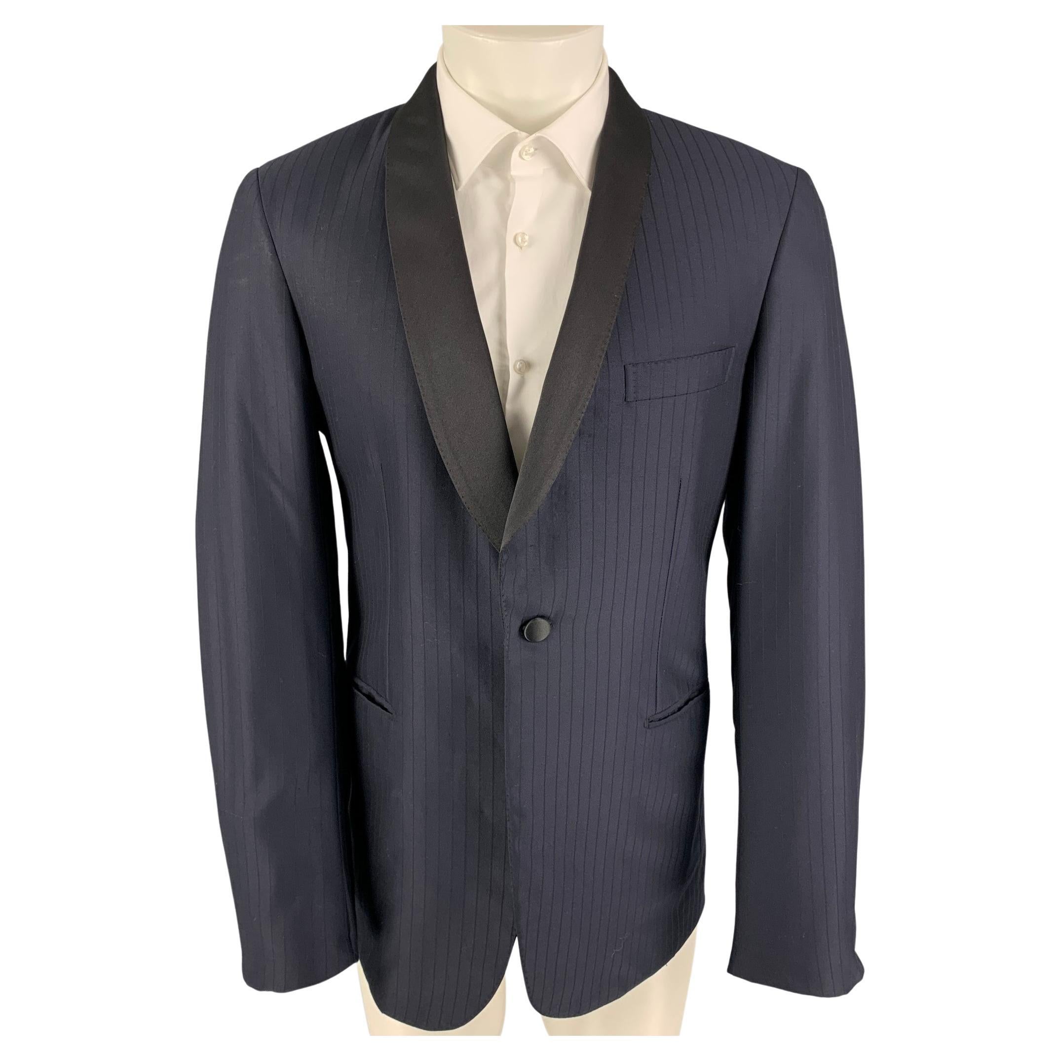 BRIONI Size 40 Navy Stripe Wool Tuxedo Sport Coat For Sale at 1stDibs