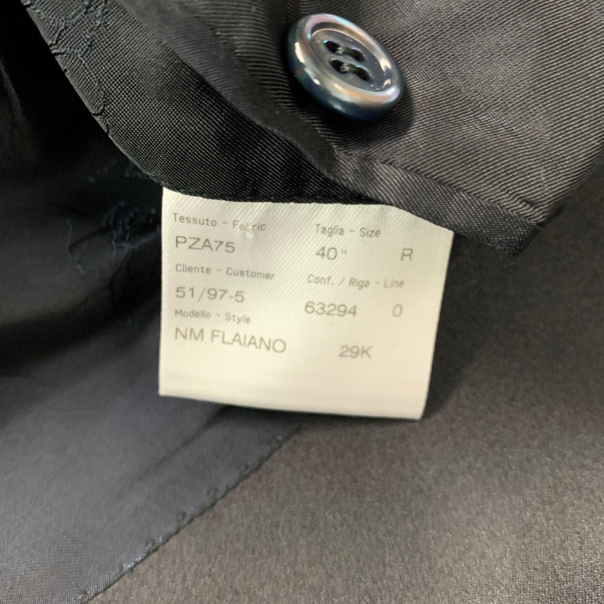 BRIONI Size 40 Regular Navy Black Solid Wool Peak Lapel Sport Coat For Sale 1