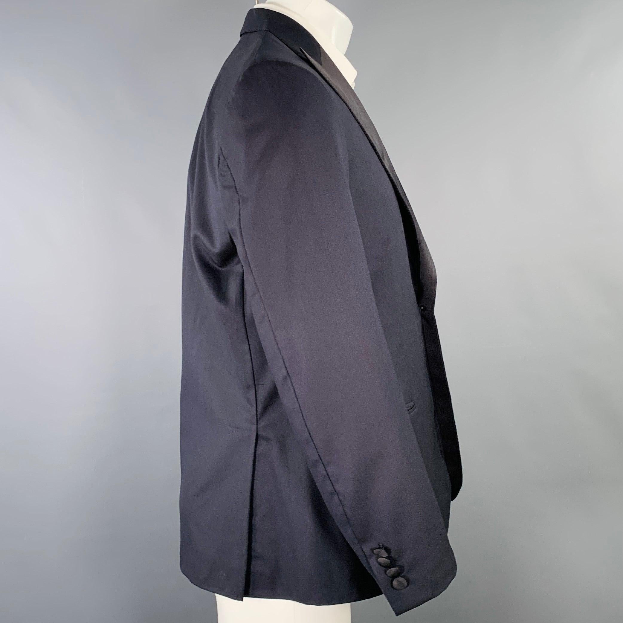 Noir BRIONI, manteau de sport en laine bicolore bleu marine et noir, taille 40 en vente