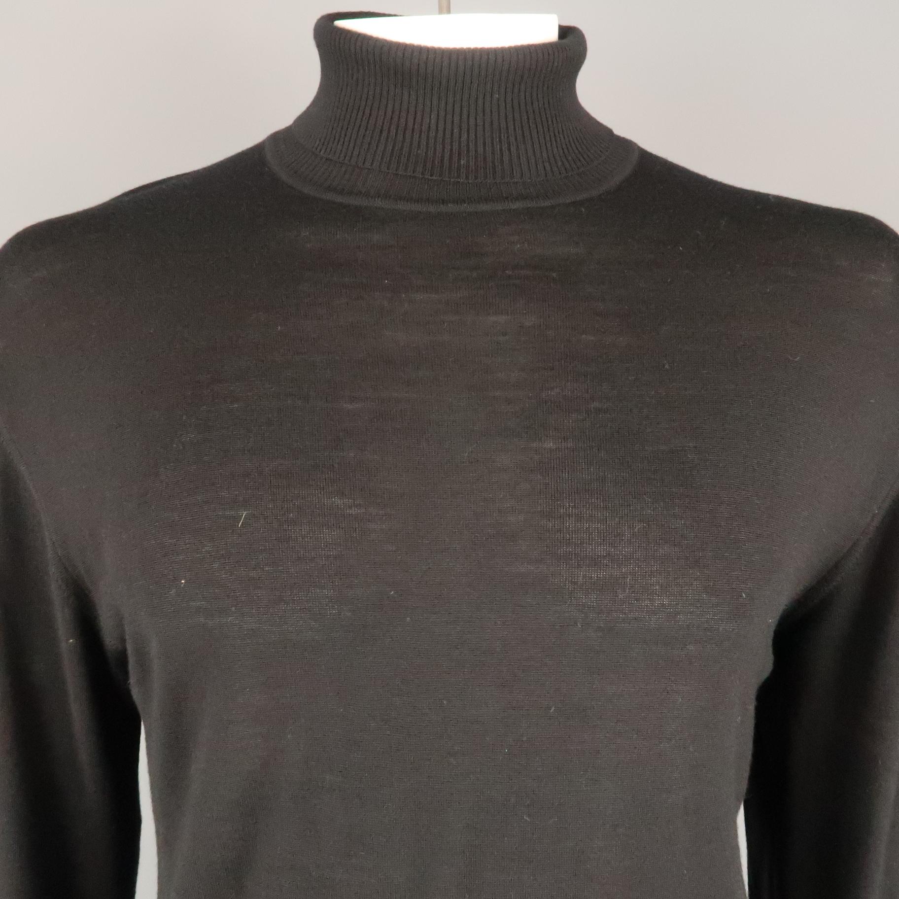 BRIONI pullover comes in a black wool featuring a turtleneck style. Made in Italy.
 
Excellent Pre-Owned Condition.
Marked: IT 52
 
Measurements:
 
Shoulder: 21 in.
Chest: 48 in.
Sleeve: 27 in.
Length: 26.5 in.