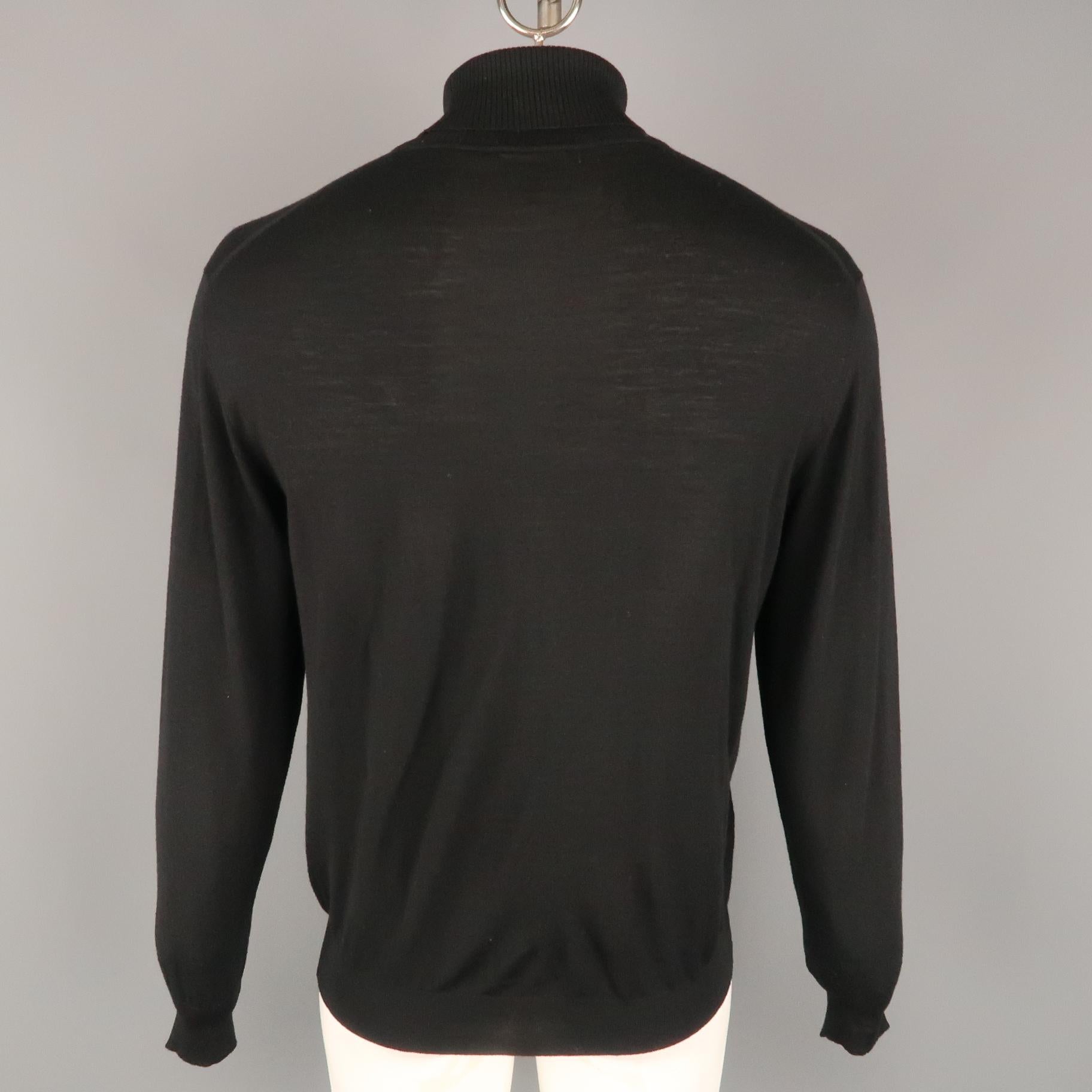 BRIONI Size 42 Black Solid Wool Turtleneck Pullover In Excellent Condition In San Francisco, CA